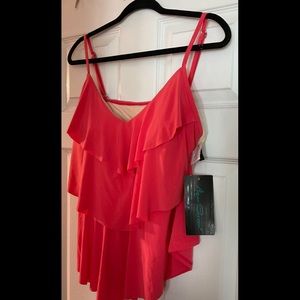 Salmon pink/orange tankini top NWT